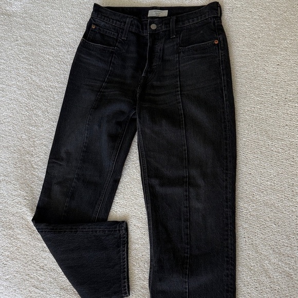 Levi's REVOLVE Altered Straight Leg Black Jeans Distressed Size 27 - Picture 8 of 14